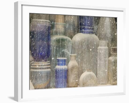 Close-Up of Dusty Bottles, Idaho City, Idaho, USA-Don Paulson-Framed Photographic Print