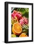 Close-Up of Exotic Background from Fresh Ripe Tropical Fruits Dragon Fruits, Pitahaya, the Half of-artJazz-Framed Photographic Print