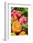 Close-Up of Exotic Background from Fresh Ripe Tropical Fruits Dragon Fruits, Pitahaya, the Half of-artJazz-Framed Photographic Print