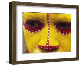 Close up of Facial Decoration in Yellow, Red and White Make-Up, Papua New Guinea, Pacific-Maureen Taylor-Framed Photographic Print