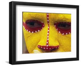 Close up of Facial Decoration in Yellow, Red and White Make-Up, Papua New Guinea, Pacific-Maureen Taylor-Framed Photographic Print