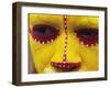 Close up of Facial Decoration in Yellow, Red and White Make-Up, Papua New Guinea, Pacific-Maureen Taylor-Framed Photographic Print