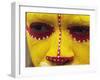 Close up of Facial Decoration in Yellow, Red and White Make-Up, Papua New Guinea, Pacific-Maureen Taylor-Framed Photographic Print