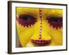 Close up of Facial Decoration in Yellow, Red and White Make-Up, Papua New Guinea, Pacific-Maureen Taylor-Framed Photographic Print