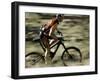 Close up of Fast Moving Mountain Biker, Mt. Bike-Michael Brown-Framed Photographic Print