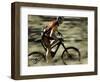 Close up of Fast Moving Mountain Biker, Mt. Bike-Michael Brown-Framed Photographic Print