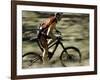 Close up of Fast Moving Mountain Biker, Mt. Bike-Michael Brown-Framed Photographic Print