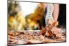 Close up of Feet of a Runner Running in Autumn Leaves Training for Marathon and Fitness Healthy Lif-warrengoldswain-Mounted Photographic Print