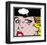 Close Up of Female Face Comic Style with Thought Bubble-John Richardson-Framed Art Print