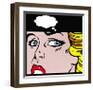 Close Up of Female Face Comic Style with Thought Bubble-John Richardson-Framed Art Print