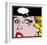 Close Up of Female Face Comic Style with Thought Bubble-John Richardson-Framed Art Print