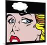 Close Up of Female Face Comic Style with Thought Bubble-John Richardson-Mounted Art Print