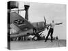 Close Up of Fighter Plane Before Takeoff from Flight Deck of Aircraft Carrier "Enterprise"-Peter Stackpole-Stretched Canvas