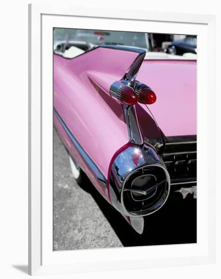 Close-Up of Fin and Lights on a Pink Cadillac Car-Mark Chivers-Framed Photographic Print