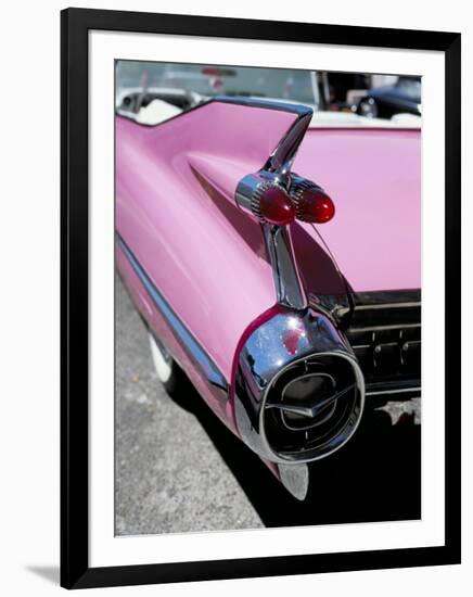 Close-Up of Fin and Lights on a Pink Cadillac Car-Mark Chivers-Framed Photographic Print