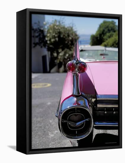 Close-Up of Fin and Lights on a Pink Cadillac Car-Mark Chivers-Framed Stretched Canvas