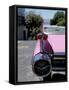 Close-Up of Fin and Lights on a Pink Cadillac Car-Mark Chivers-Framed Stretched Canvas