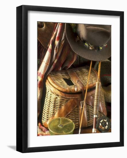 Close-up of Fishing Equipment And a Hat-null-Framed Premium Photographic Print