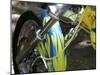 Close-up of Flame Design on a Motorcycle Fender-null-Mounted Photographic Print