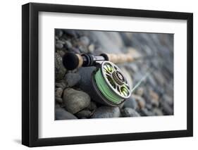 Close-Up of Fly Fishing Reel and Steelhead-Justin Bailie-Framed Photographic Print