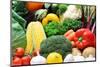 Close up of Fresh Raw Organic Vegetable Produce, Assortment of Corn, Peppers, Broccoli, Mushrooms,-warrengoldswain-Mounted Photographic Print