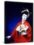 Close-up of Geisha Girl in Blue with Fan, Kyoto, Japan-Bill Bachmann-Stretched Canvas