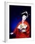 Close-up of Geisha Girl in Blue with Fan, Kyoto, Japan-Bill Bachmann-Framed Photographic Print