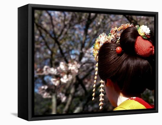 Close-up of Geisha on Philosophers Path, Kyoto, Japan-Nancy & Steve Ross-Framed Stretched Canvas