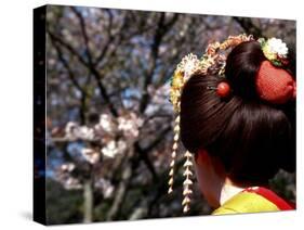 Close-up of Geisha on Philosophers Path, Kyoto, Japan-Nancy & Steve Ross-Stretched Canvas