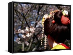 Close-up of Geisha on Philosophers Path, Kyoto, Japan-Nancy & Steve Ross-Framed Stretched Canvas