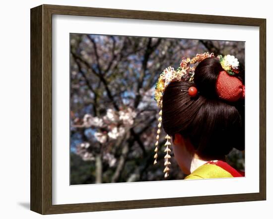 Close-up of Geisha on Philosophers Path, Kyoto, Japan-Nancy & Steve Ross-Framed Photographic Print