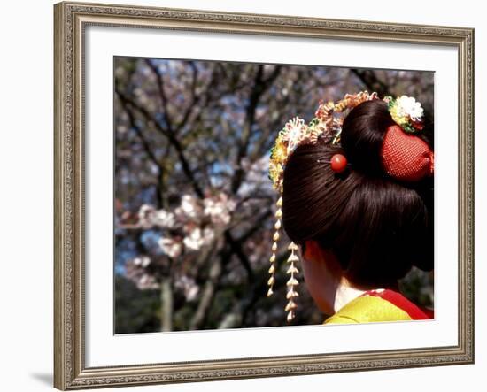 Close-up of Geisha on Philosophers Path, Kyoto, Japan-Nancy & Steve Ross-Framed Photographic Print