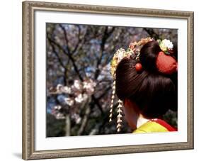 Close-up of Geisha on Philosophers Path, Kyoto, Japan-Nancy & Steve Ross-Framed Photographic Print