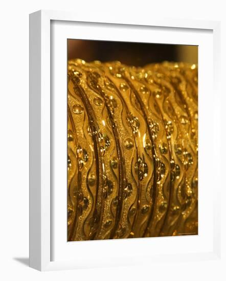 Close up of Gold Bangles on Display, the Gold Souk, Deira, Dubai, United Arab Emirates, Middle East-Amanda Hall-Framed Photographic Print