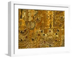 Close-up of Gold Jewelry in the Gold Souk, Deira, Dubai, United Arab Emirates, Middle East-Amanda Hall-Framed Photographic Print