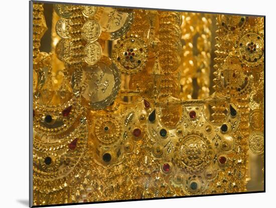 Close-up of Gold Jewelry in the Gold Souk, Deira, Dubai, United Arab Emirates, Middle East-Amanda Hall-Mounted Photographic Print