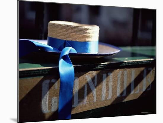 Close-up of Gondolier's Straw Hat and Blue Ribbon, Venice, Veneto, Italy, Europe-Oliviero Olivieri-Mounted Photographic Print