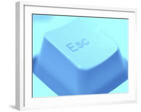 Close-up of Gray Escape Button on Computer Keyboard-null-Framed Photographic Print