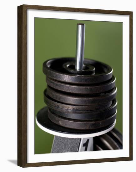 Close-Up of Gym Weightlifting Equipment-Matt Freedman-Framed Premium Photographic Print