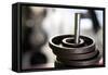 Close-Up of Gym Weightlifting Equipment-Matt Freedman-Framed Stretched Canvas