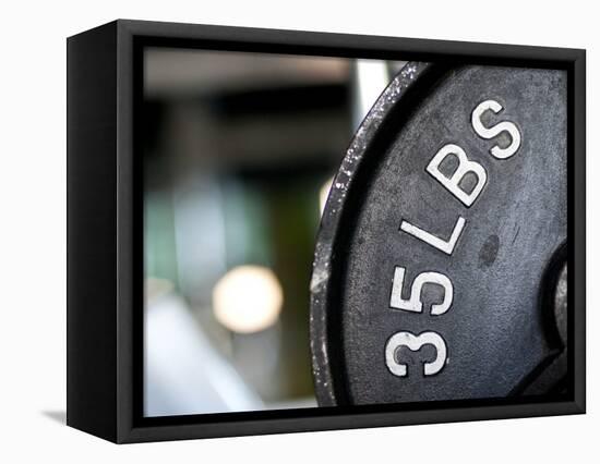 Close-Up of Gym Weightlifting Equipment-Matt Freedman-Framed Stretched Canvas