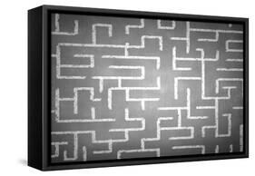 Close Up of Hand Drawn Maze on Blackboard-Sergey Nivens-Framed Stretched Canvas