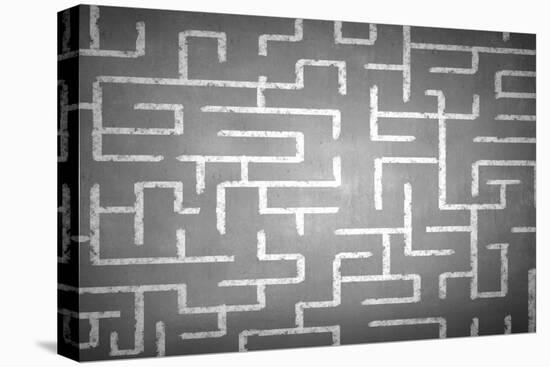 Close Up of Hand Drawn Maze on Blackboard-Sergey Nivens-Stretched Canvas