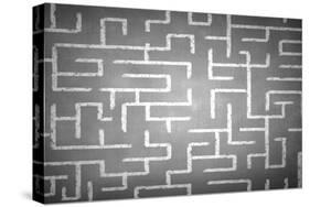 Close Up of Hand Drawn Maze on Blackboard-Sergey Nivens-Stretched Canvas