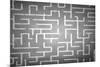 Close Up of Hand Drawn Maze on Blackboard-Sergey Nivens-Mounted Art Print