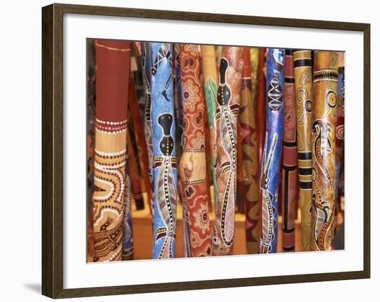 Close-Up of Hand Painted Digeridoos for Sale in Sydney, New Sout Wales, Australia, Pacific-Dominic Harcourt-webster-Framed Photographic Print