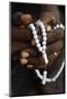 Close-up of hands of African Muslim man praying with Islamic prayer beads (tasbih), Togo-Godong-Mounted Photographic Print