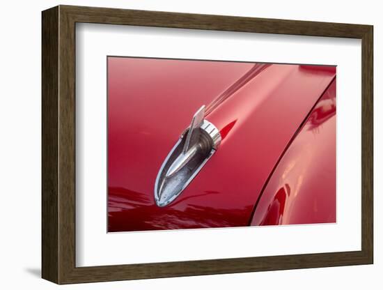 Close-up of hood detail of red 57 Chevrolet Bel Air in Habana, Havana, Cuba-Janis Miglavs-Framed Photographic Print