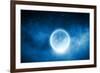 Close up of Human Hand Holding Blue Glowing Moon-Sergey Nivens-Framed Photographic Print