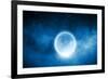 Close up of Human Hand Holding Blue Glowing Moon-Sergey Nivens-Framed Photographic Print